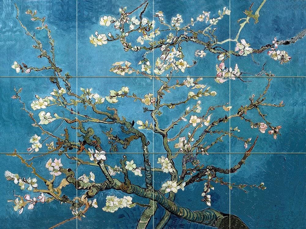 Van Gogh Tile Mural Blossoming Almond for Kitchen Bathroom Shower Decor