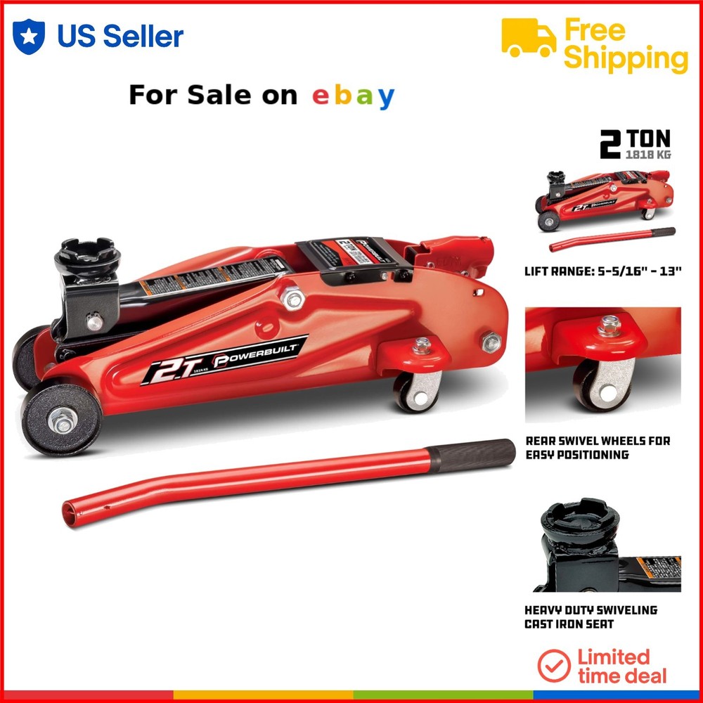 2 Ton Steel Garage Trolley Jack with 13 Inch Lift and Swivel Casters