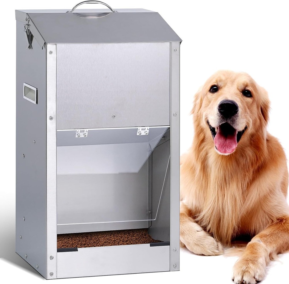25lbs Automatic Dog Feeder Large Breed Outdoor Auto Pet Food Dispenser 25lbs