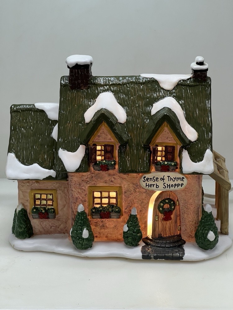 Santa Workbench Thyme Herb Shop Illuminated 564-1113 Excellent