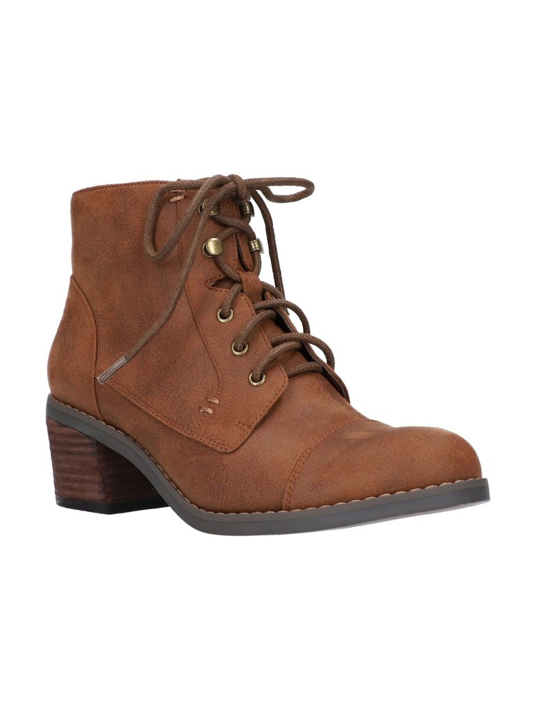 BELLA VITA Womens Brown Padded Adjustable Sarina Stacked Heel Zip-Up Booties 7 M