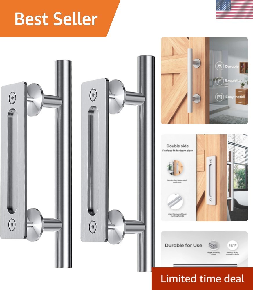 Complete Stainless Steel Sliding Barn Door Hardware Set – 12 Inch, Easy Install