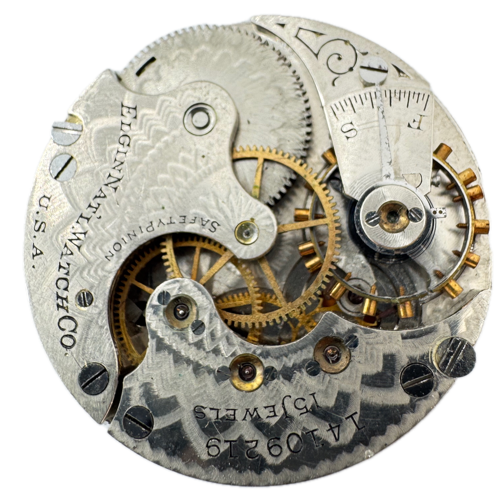 Antique 1910 Elgin 15J Hunter Pocket Watch Movement 6s 295 USA Mechanical