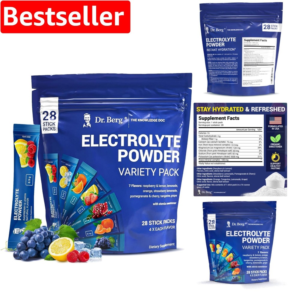 Dr Berg Sugar-Free Electrolyte Variety Pack with 28 Hydration Pouches
