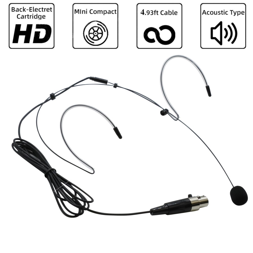 Mini XLR 4-Pin TA4F Headset Mic for Shure Wireless Systems