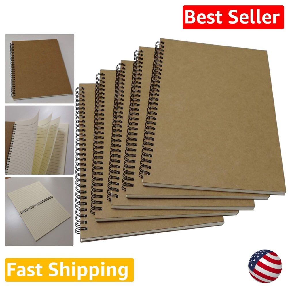 Elegant B5 Spiral Notebook Set - 5 Pack Soft Cover Lined Journals, 60 Sheets Each