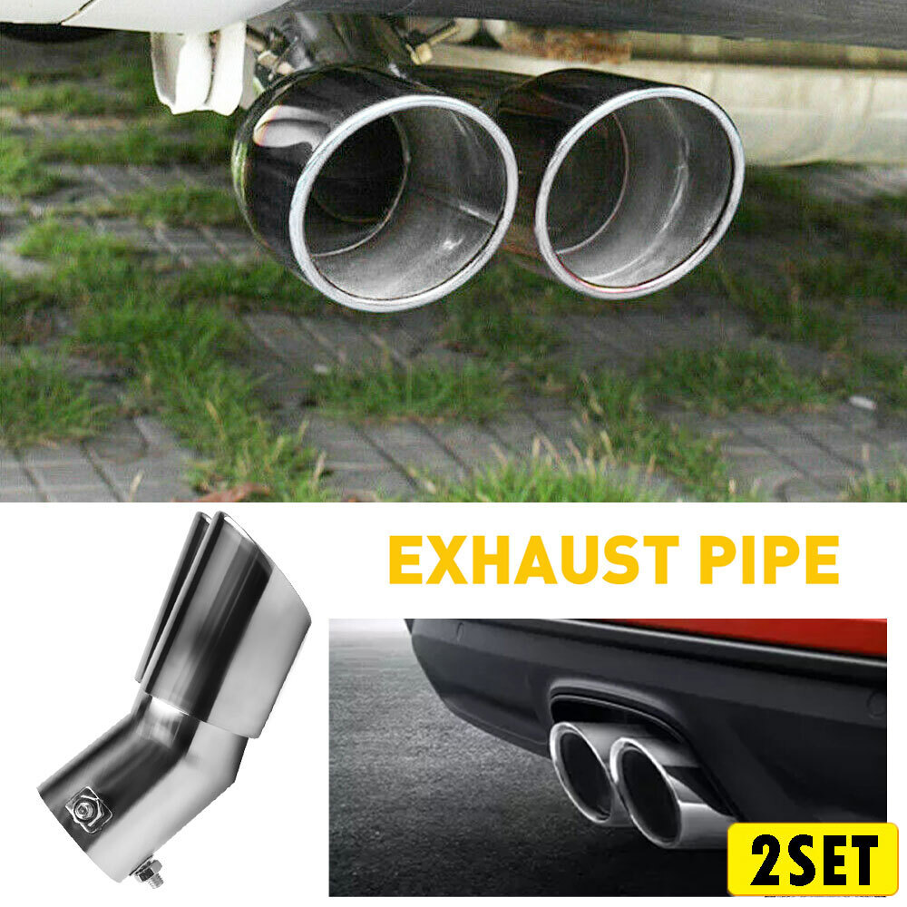 2X Car Rear Dual Exhaust Pipe Tail Muffler Tip Throat 1.4-2.5