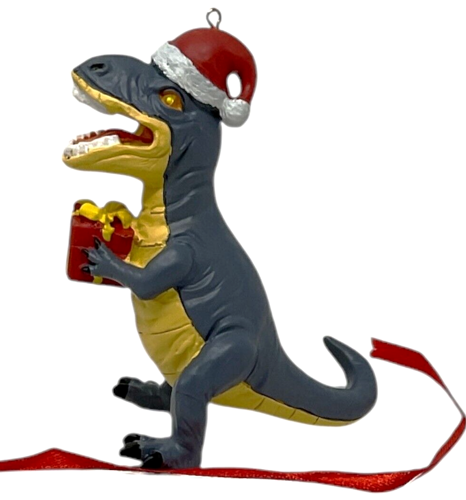 3D Resin Dinosaur Santa Hat Christmas Ornament Holiday Decor 4.5 Inch