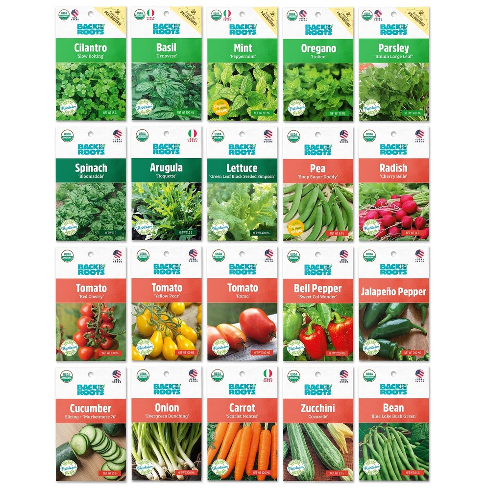 Organic Bundle - Herbs and Vegetables Variety Pack for Planting - Assorted No...