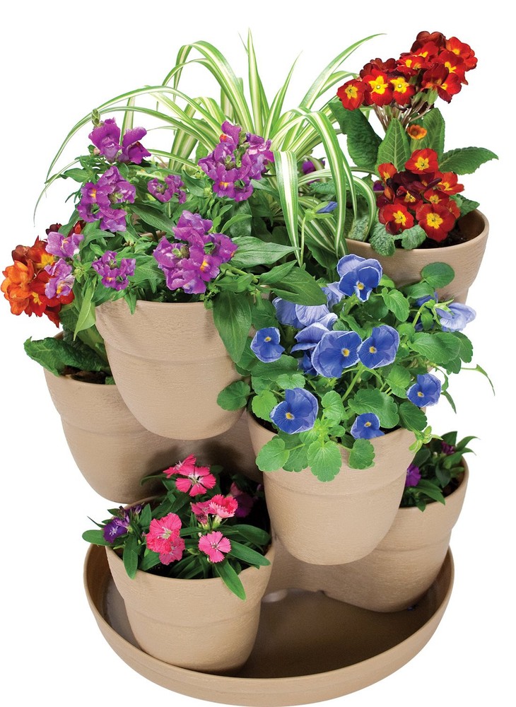 EMSCO Bloomers Stackable Flower Tower Planter – Holds up to 9 Plants – Great ...