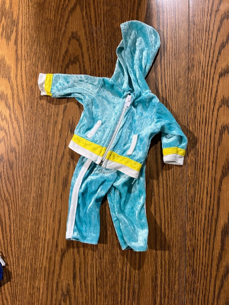 Blue Velvet Jumpsuit Outfit for American Girl Doll