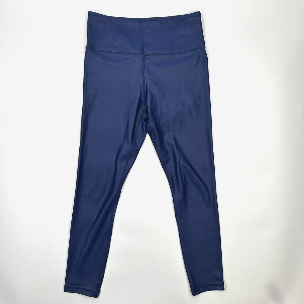 ZYIA Active Leggings Womens 6-8 Metallic Blue Light N Tight High Rise Cropped