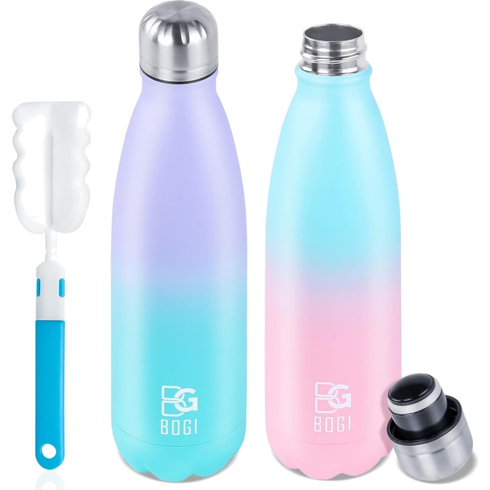 Insulated Water Bottle Stainless Steel 25oz 2 Pack Leak Proof Keeps Drinks Co...