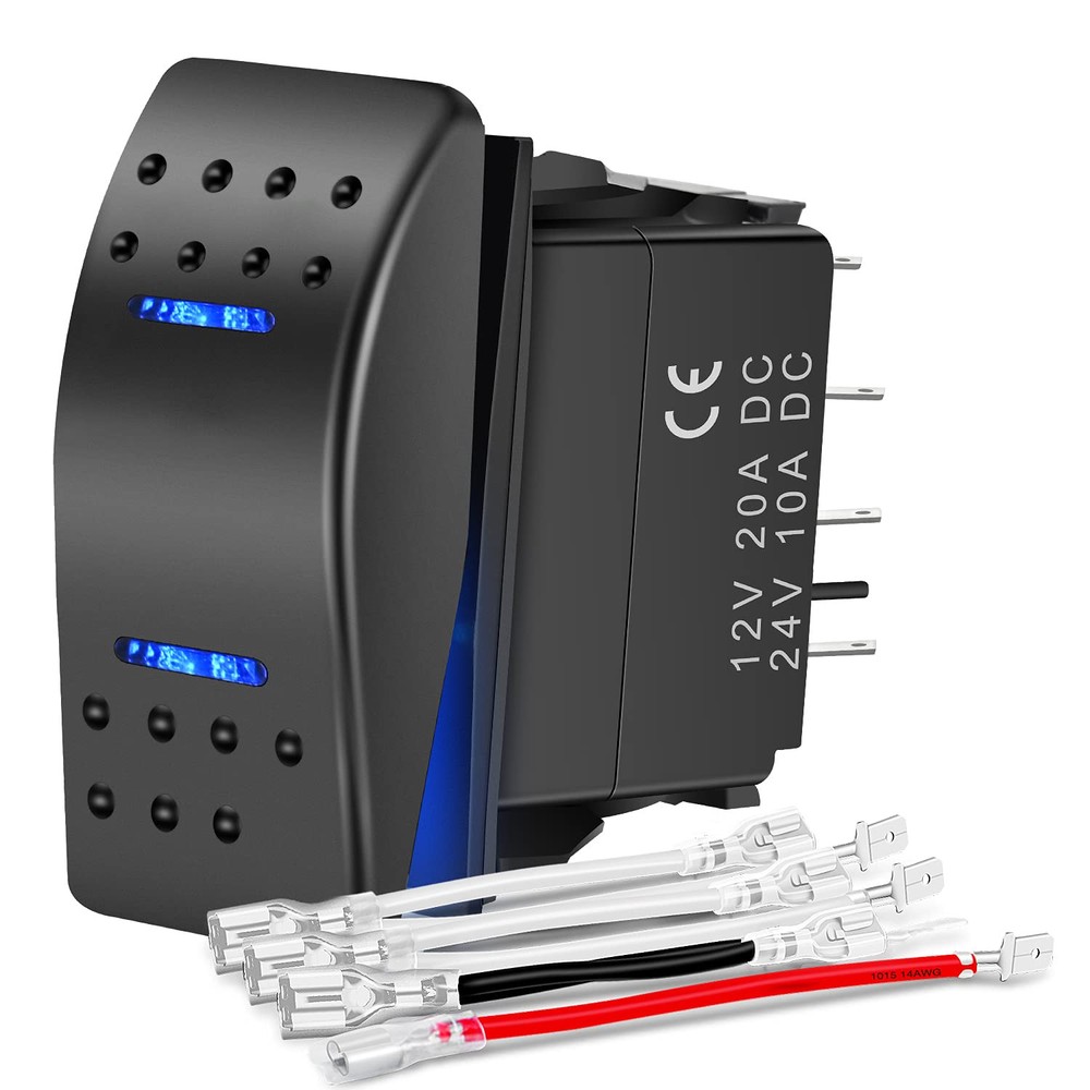 Nilight Momentary Rocker Switch Toggle ON Off DPDT 7Pin 12V Blue