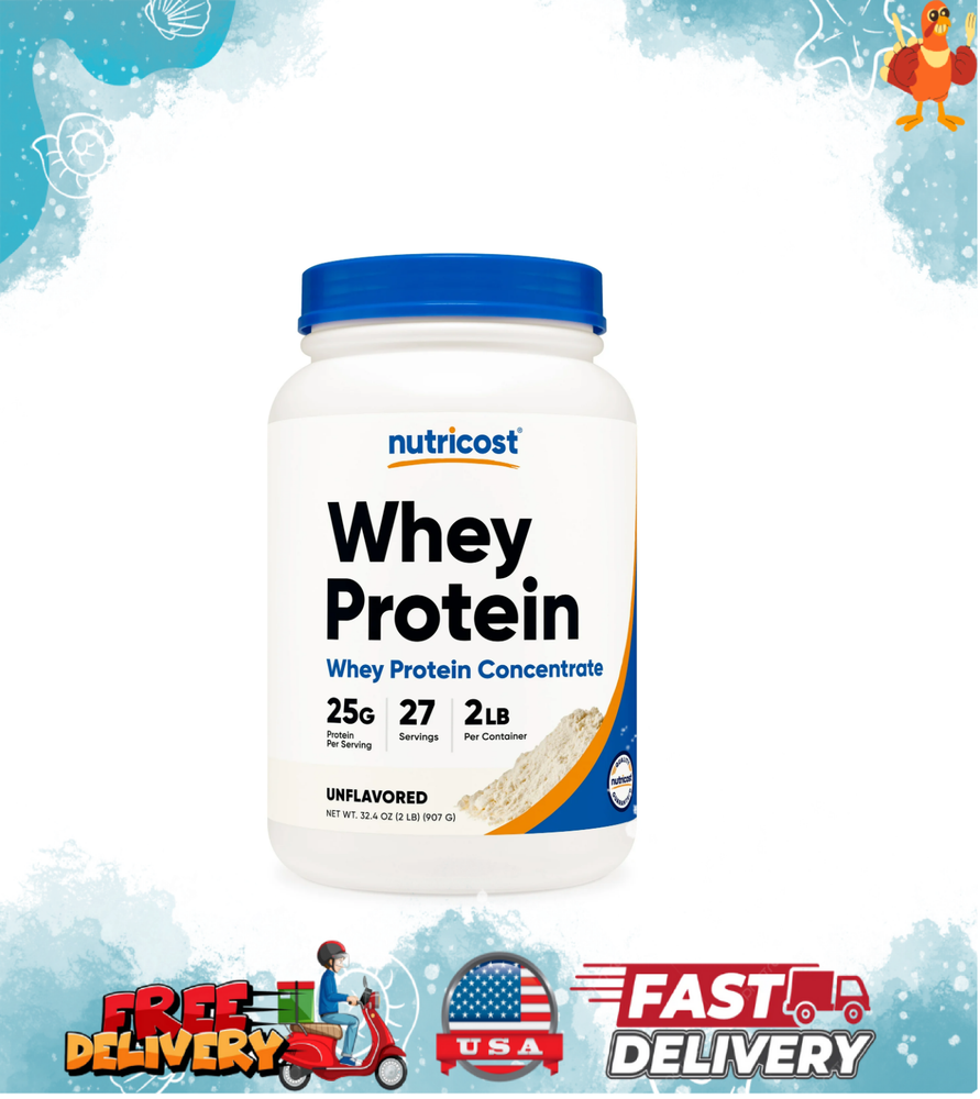 Unflavored Whey Protein Concentrate Powder 2LBS - Gluten Free Non-GMO