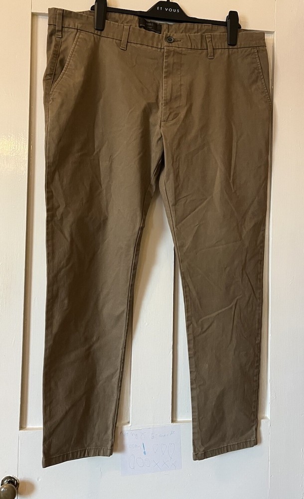 M&S Sand Stretch Canvas Skinny Chino Jeans W38 L29