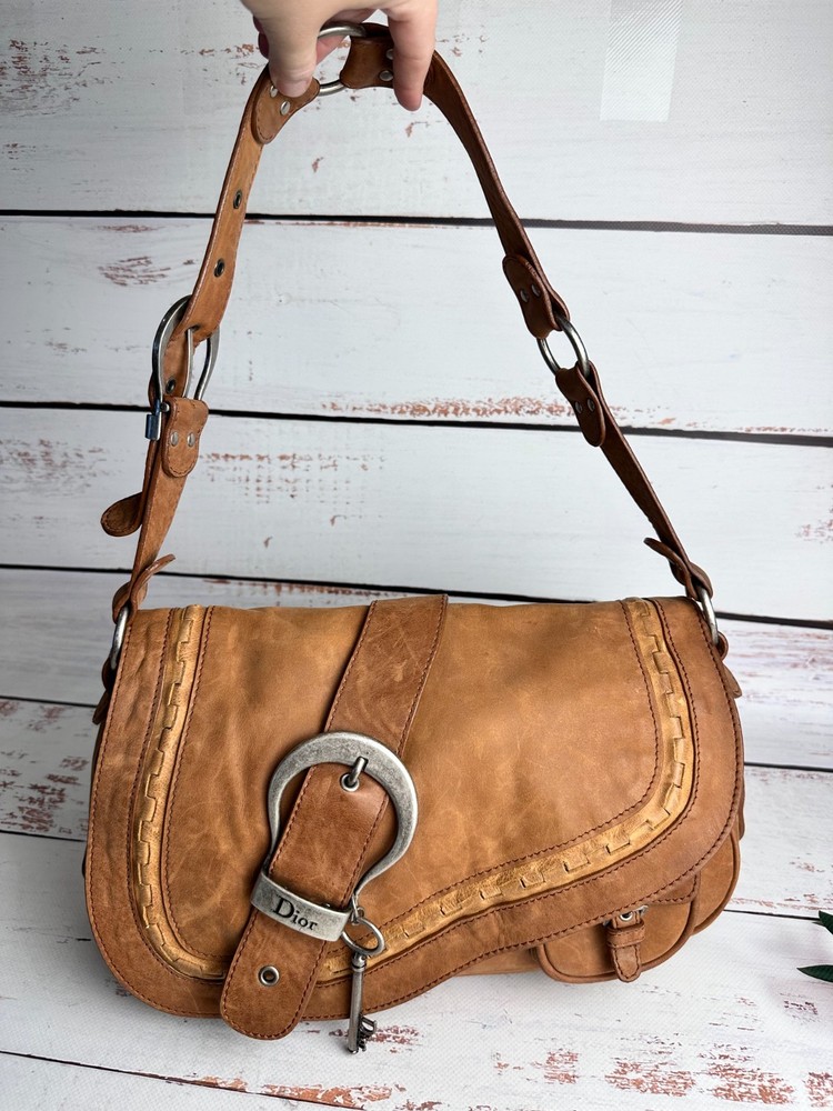 Vintage 2006 Dior Gaucho Brown Leather Shoulder Bag Galliano Era Saddle