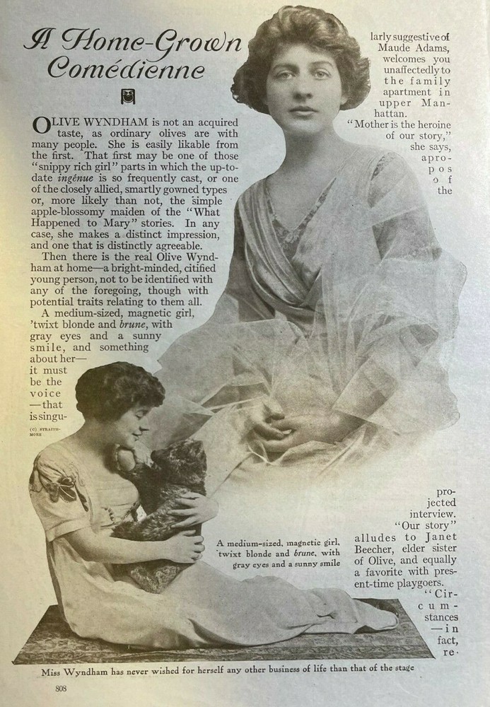 1914 Actress Olive Wyndham illustrated