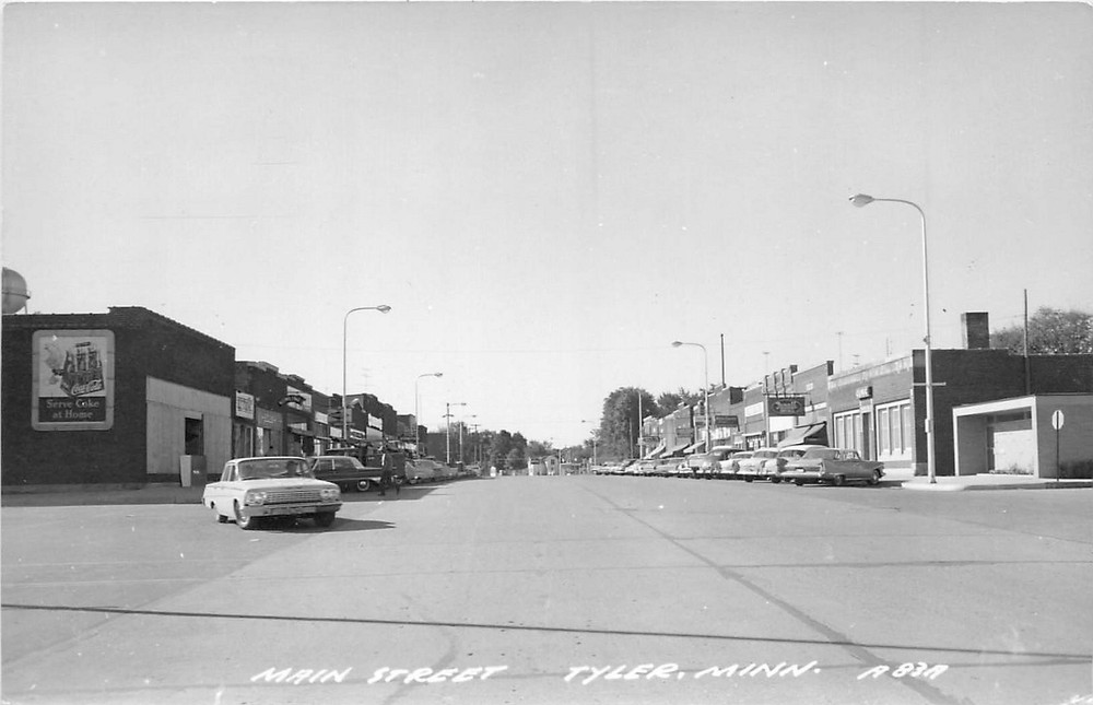 1960s Tyler Minnesota Main Street Autos occupation Cook RPPC Postcard 25-10328