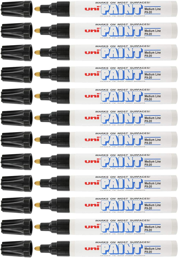 Black Paint Marker 12-Pack for Bold, Permanent Marking