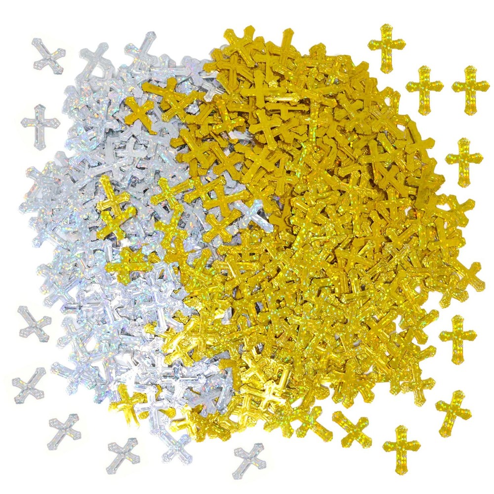 2.1 oz 2-Color Glitter Cross Table Confetti Religious Party Christening