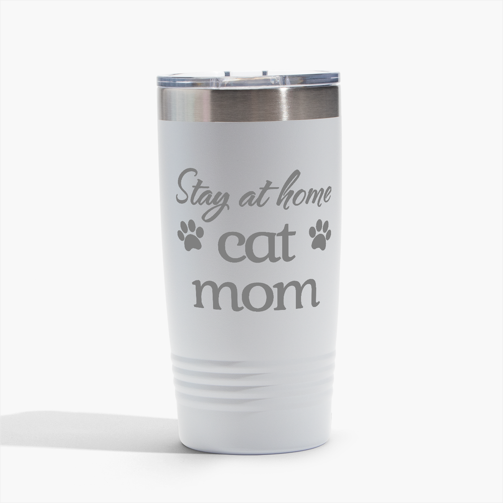 Stay at Home Cat Mom - White 20oz Tumbler - Perfect for Gifts! Free Shipping!