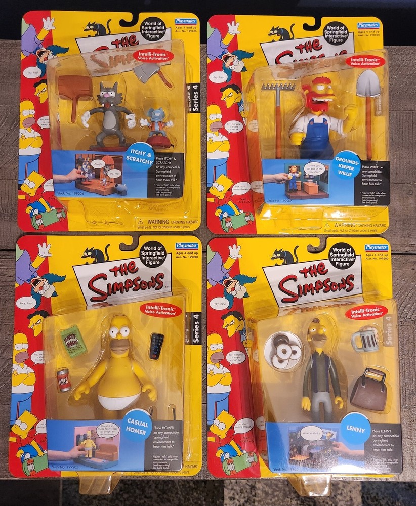 Playmates WOS Simpsons Series 4 Lot Of 4 - Homer Itchy & Scratchy Lenny Willie