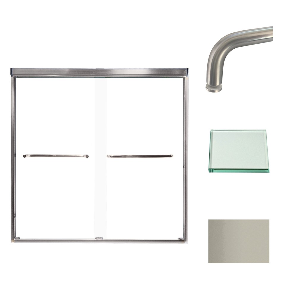 Transolid CBP606006C 60x59 Brushed Frameless Bypass Shower Door