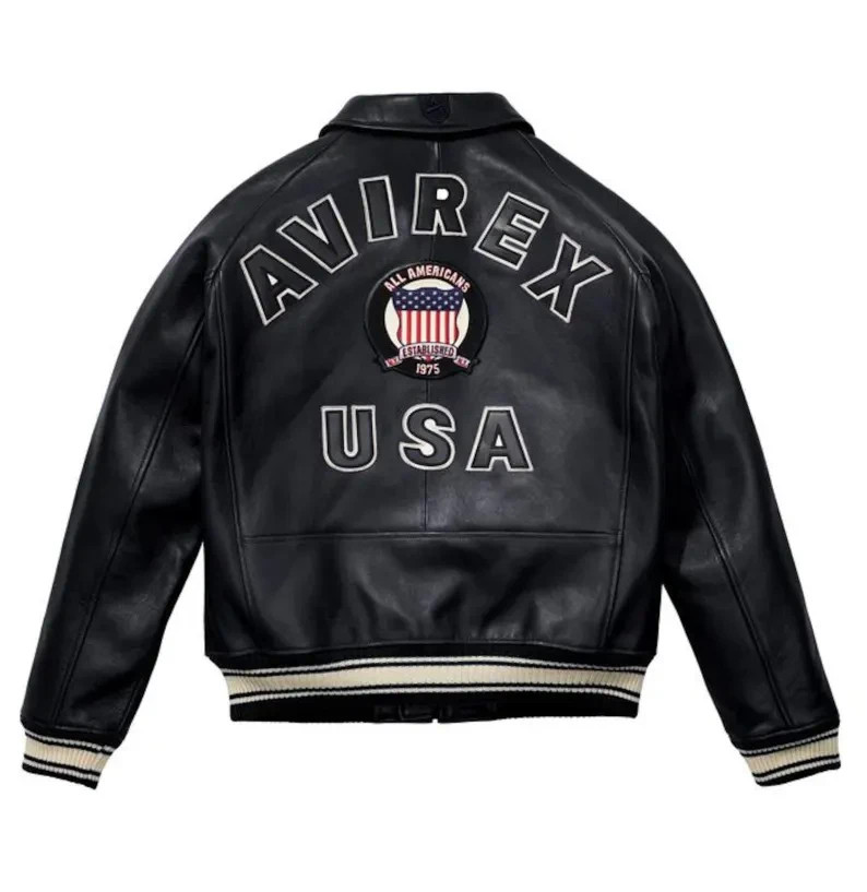 Men's Black Avirex Leather Jacket, Handmade USA Iconic Coat,American Flight Coat