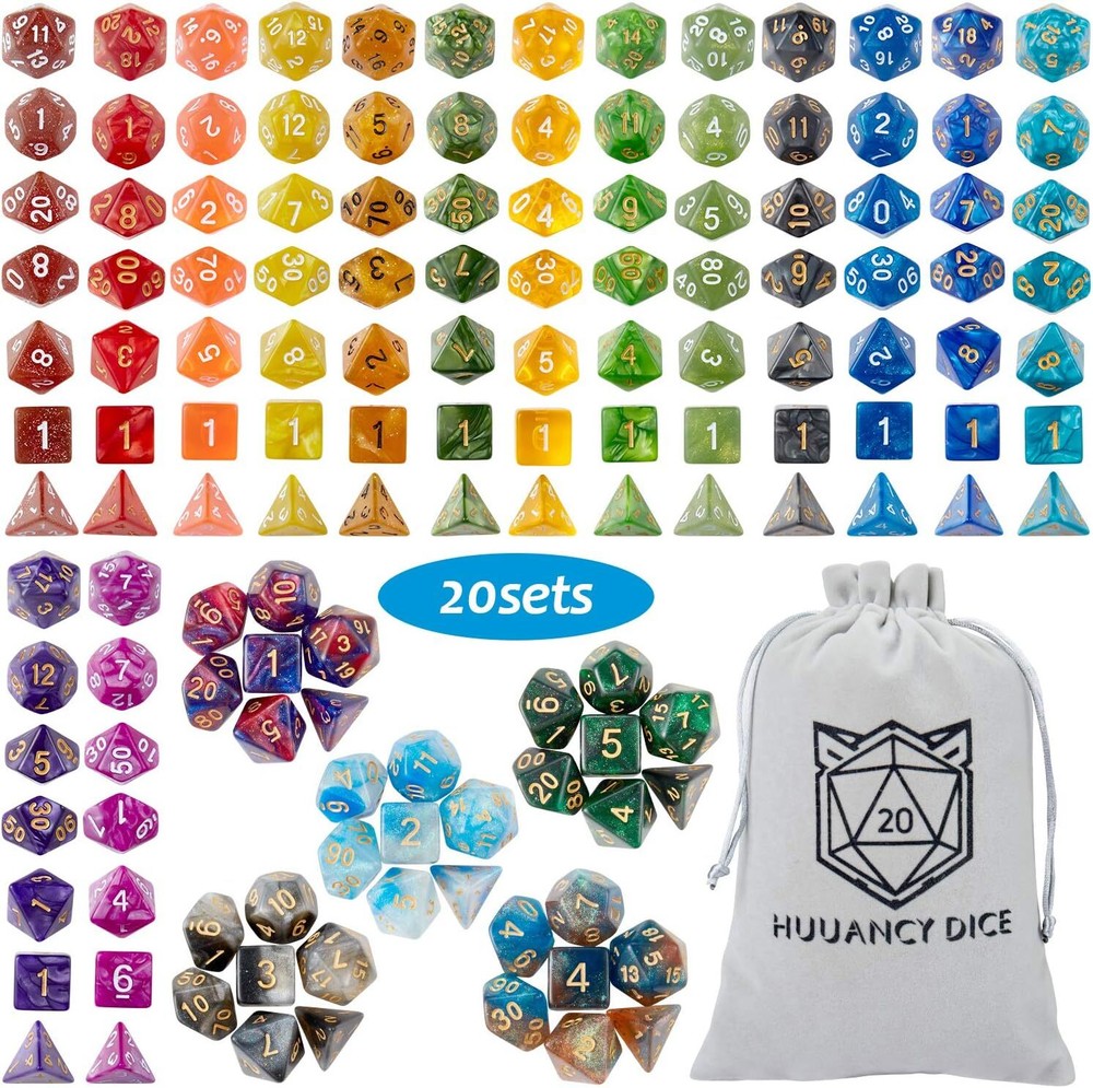 DND Dice Set (140 Pieces), Huuancy Polyhedral for Dungeons and Dragons...