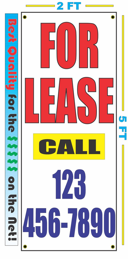 Custom Lease Vertical Banner Sign - New Larger Size & Premium Quality