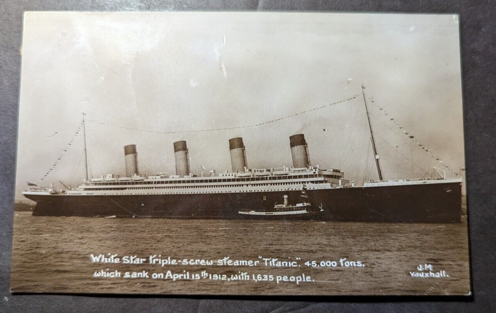 1915 RMS Titanic White Star Line Steamer Postcard Cover RPPC