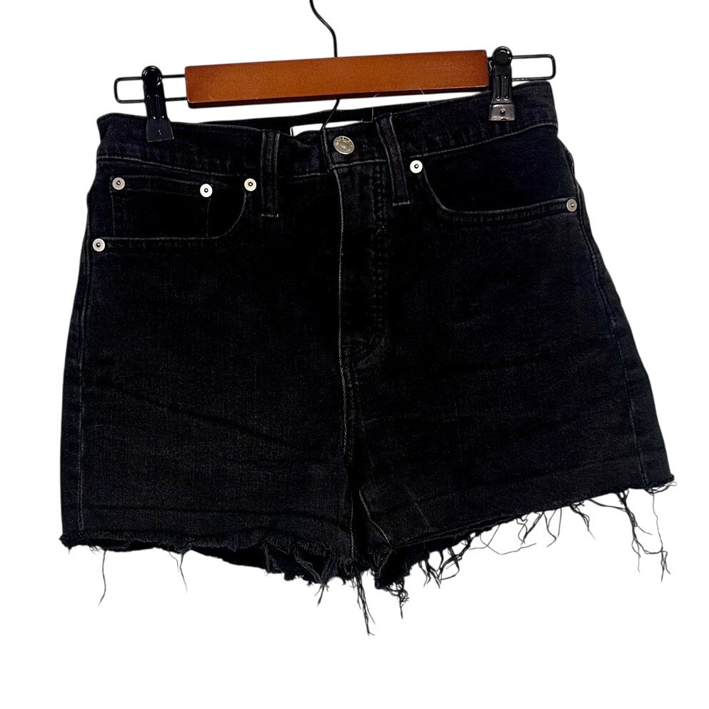 Madewell black high-rise cutoff denim shorts size 26