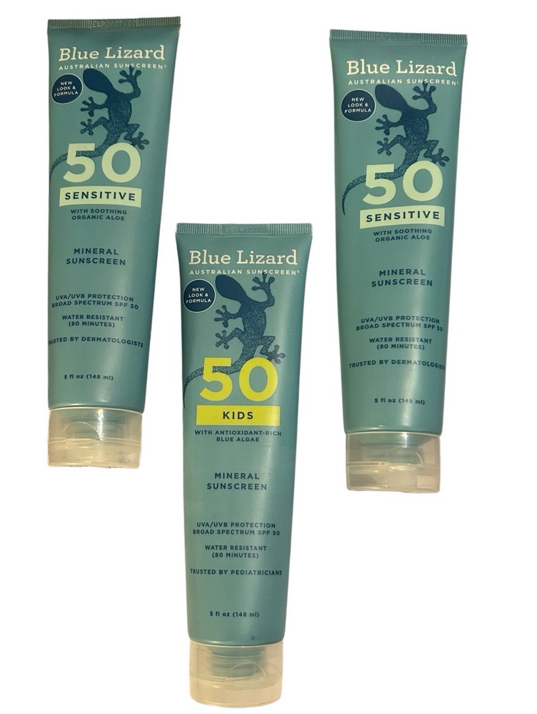 2 Blue Lizard Sensitive Mineral Australian Sunscreen & 1 Kids Sunscreen SPF 50