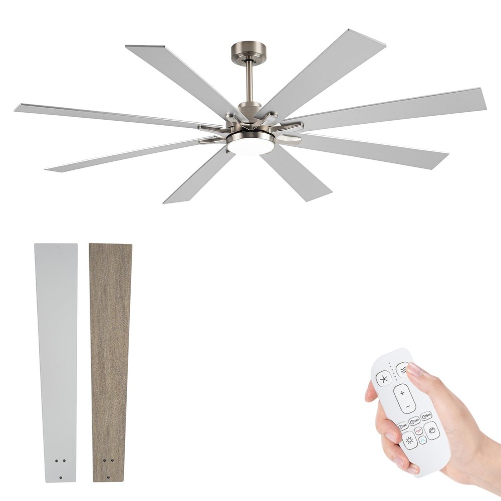 72-Inch Modern Industrial Ceiling Fan with 8 Dual-Finish Blades for Large Spaces