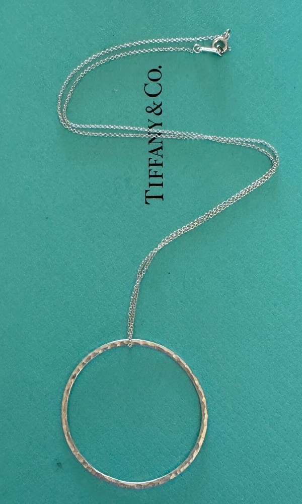 Tiffany & Co. Paloma Picasso Hammered Circle Pendant  Necklace Sterling Silver