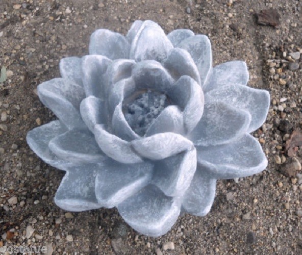 Latex Lotus flower mold w/ plastic backup plaster cement garden mould 5