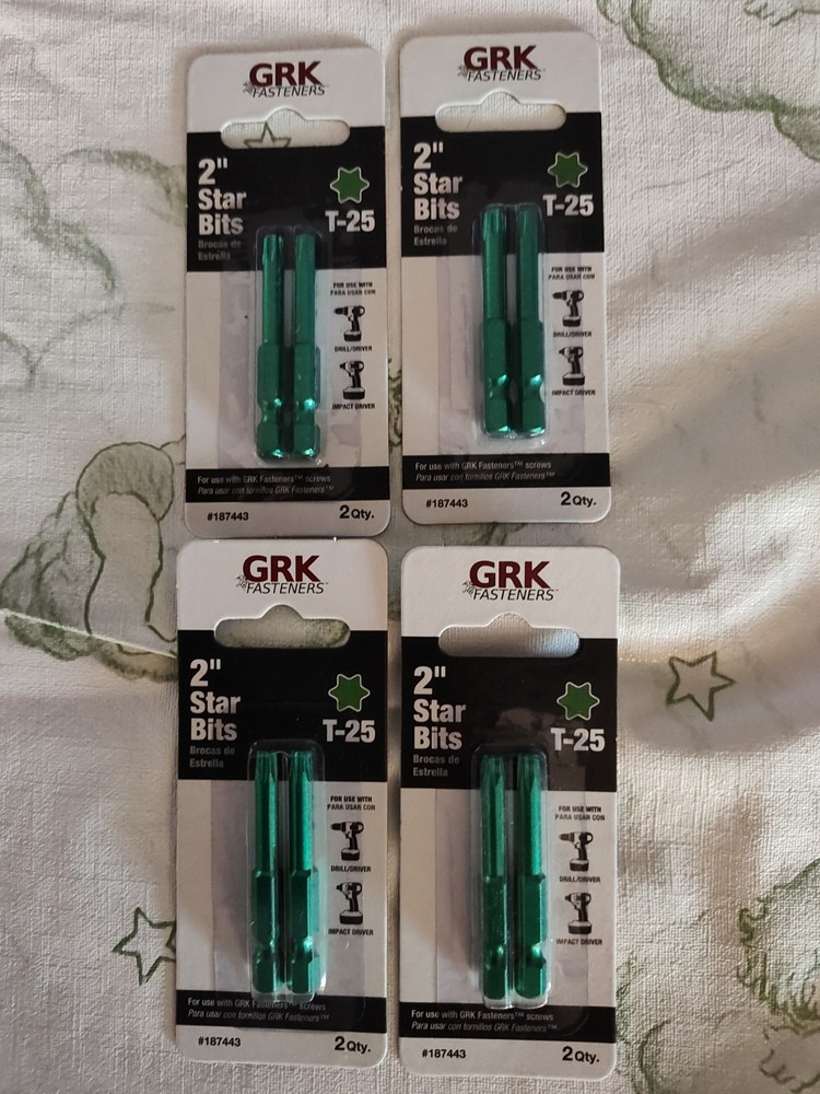 6 Piece GRK T-25, 2-in. GREEN Steel Star Bits