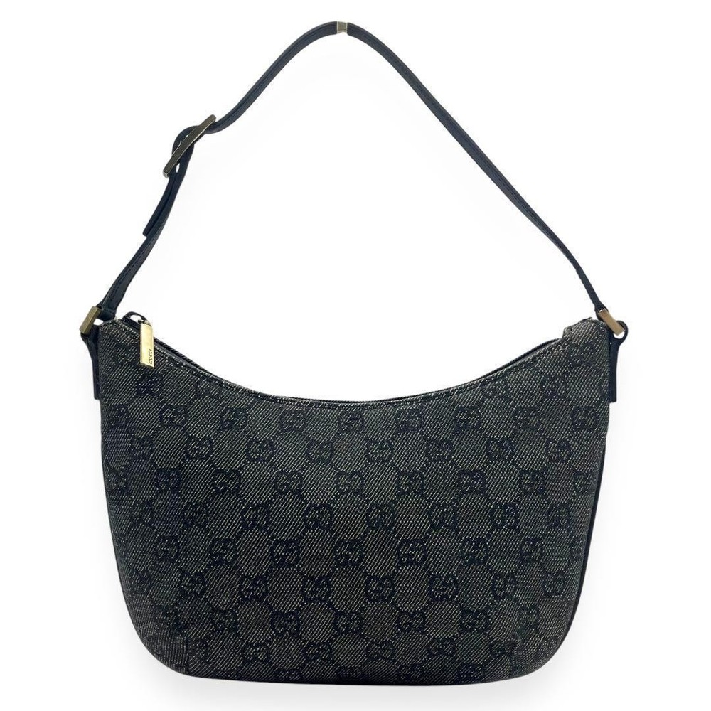 GUCCI GG Jacquard Denim Handbag Grey Made in Japan