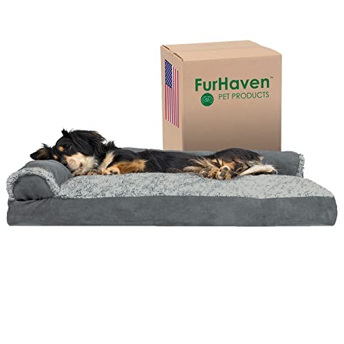 Cozy Medium Stone Gray Pillow Dog Bed with Removable Bolsters for Small Dogs