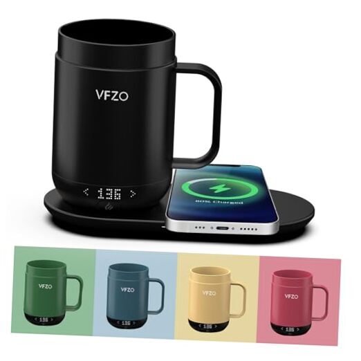 16Oz Temperature Control Smart Mug, Self Heating Coffee Mug LED 16oz Black