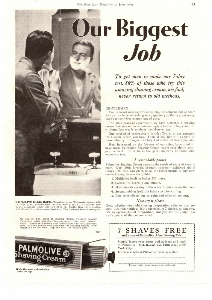 1929 Palmolive Shaving Cream 