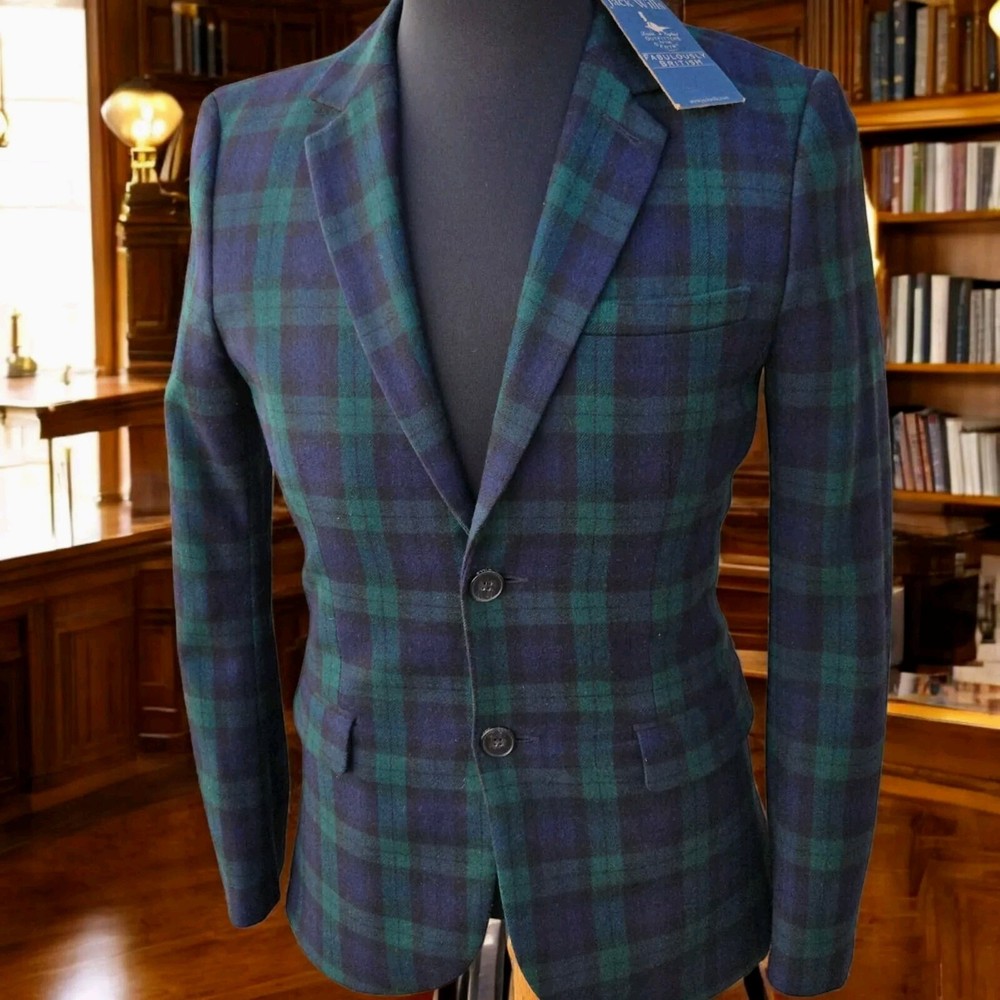 New Tartan Flannel Blazer 36r Working Cuff By Jack Wills Blackwatch Plaid