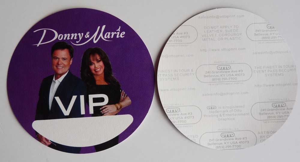 Donny & Marie 2000 Concert Tour Purple VIP Backstage Pass D21