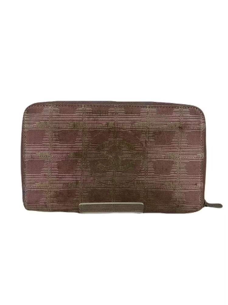 CHANEL Pink Nylon Round Zip Long Wallet Pre-Owned E0507-29