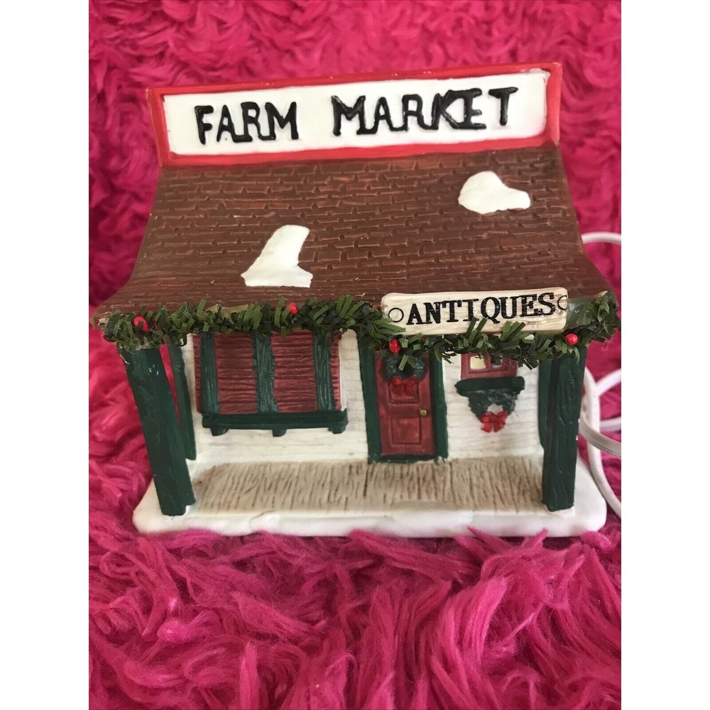 Vtg Seasonal Specialties 1993 Lighted Farm Market Christmas Village Tested-image