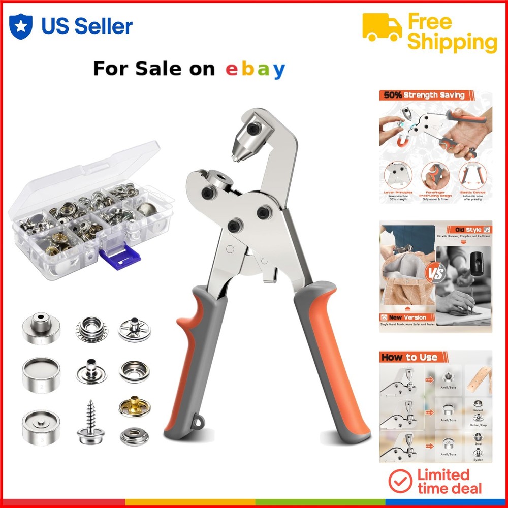 Heavy Duty Snap Fastener Tool Kit 140pcs for Canvas Leather Tarp