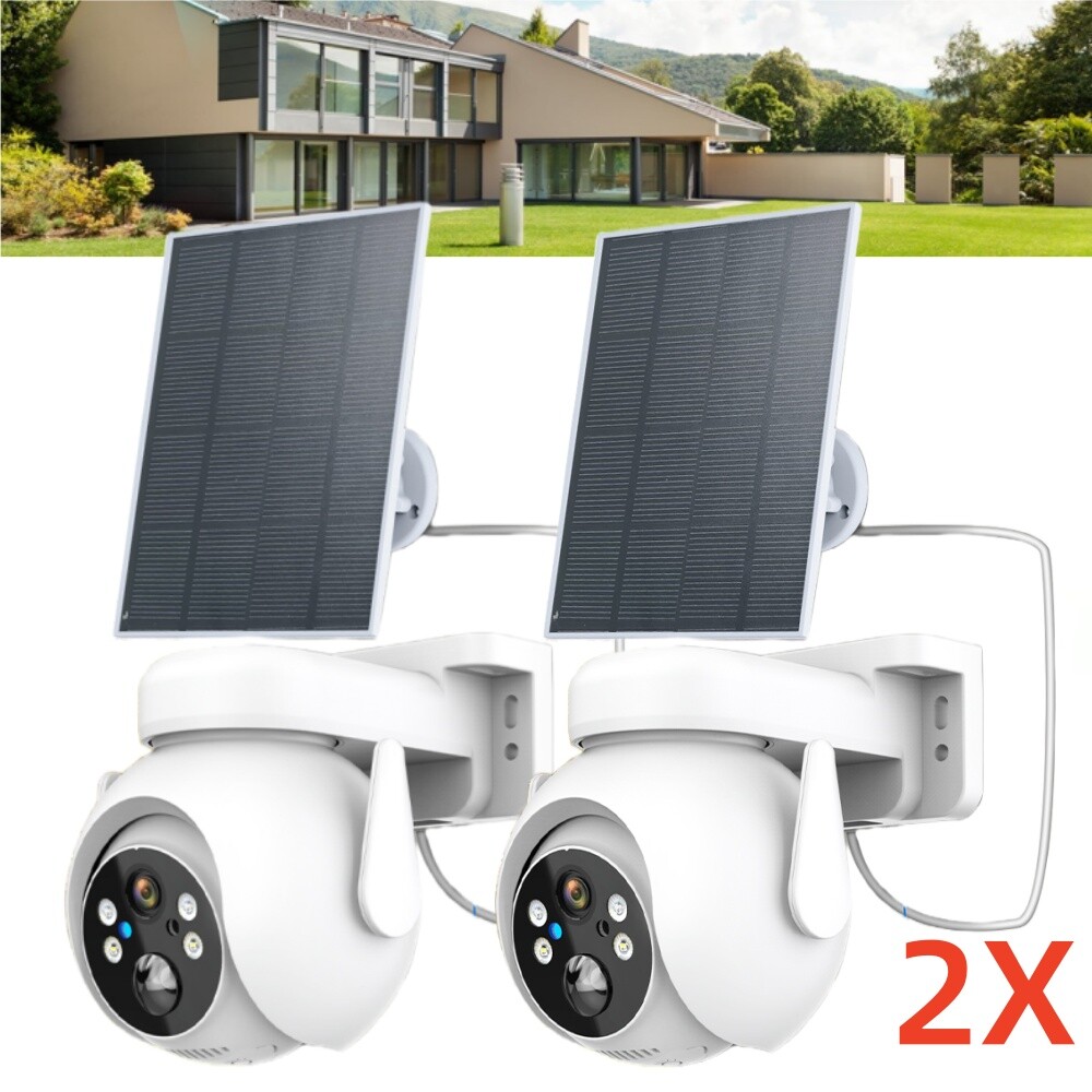 4K 360° Solar-Powered WiFi Outdoor Pan-Tilt Home Security Camera System