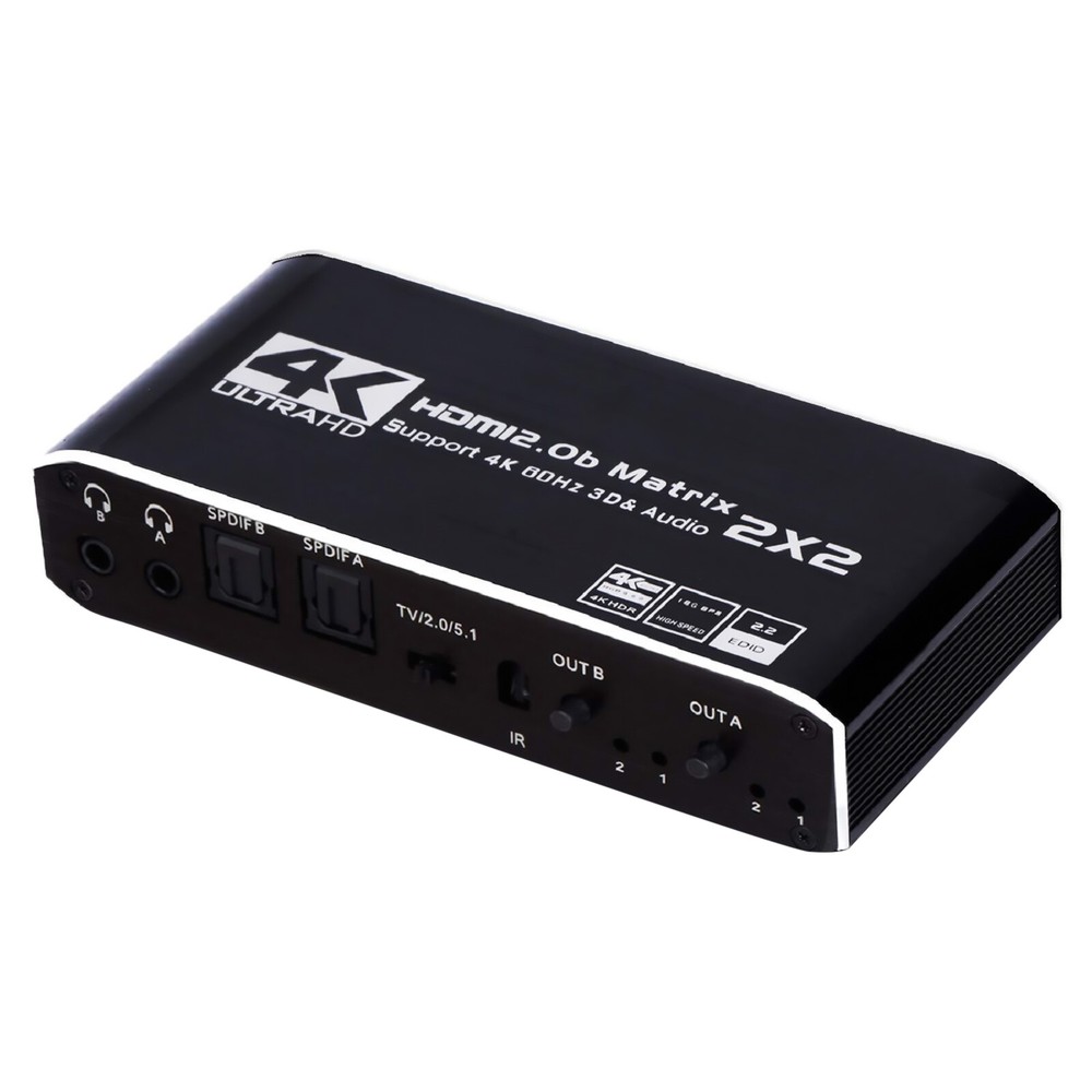 2x2 4K HDMI Matrix Switcher with 1080P 3D Support for Video Splitting & Switching