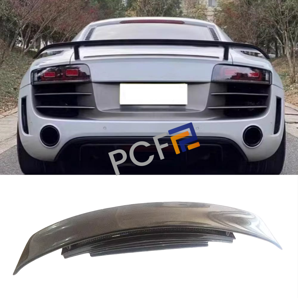 Fits 2008-16 Audi R8 V8 V10 GT style Double-layer Carbon Rear Spoiler Fixed Wing